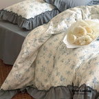 Cottage Inspired Ruffle Bedding Set / Ash Blue Ever Lasting