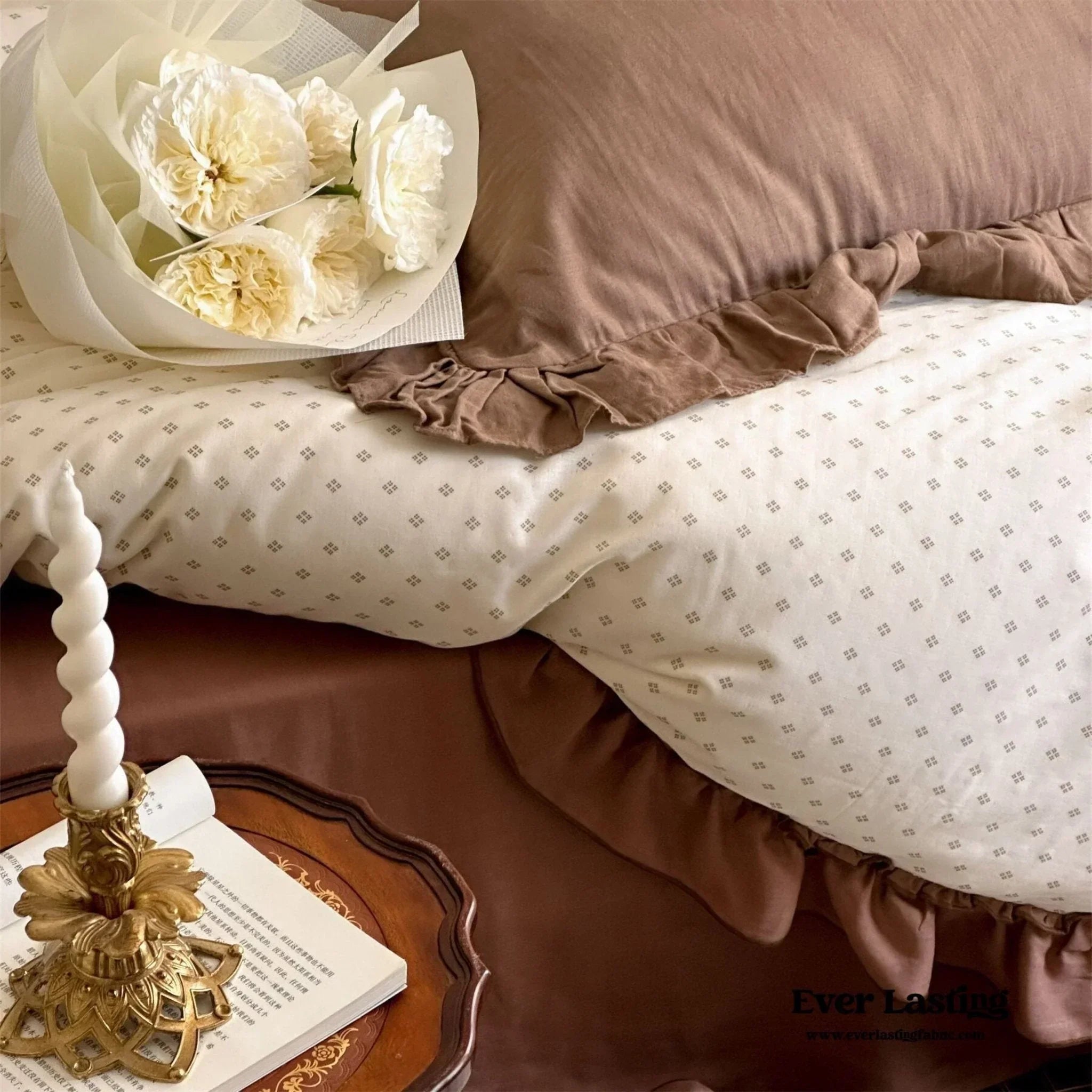 Cottage Inspired Ruffle Bedding Set / Soft Blue Ever Lasting
