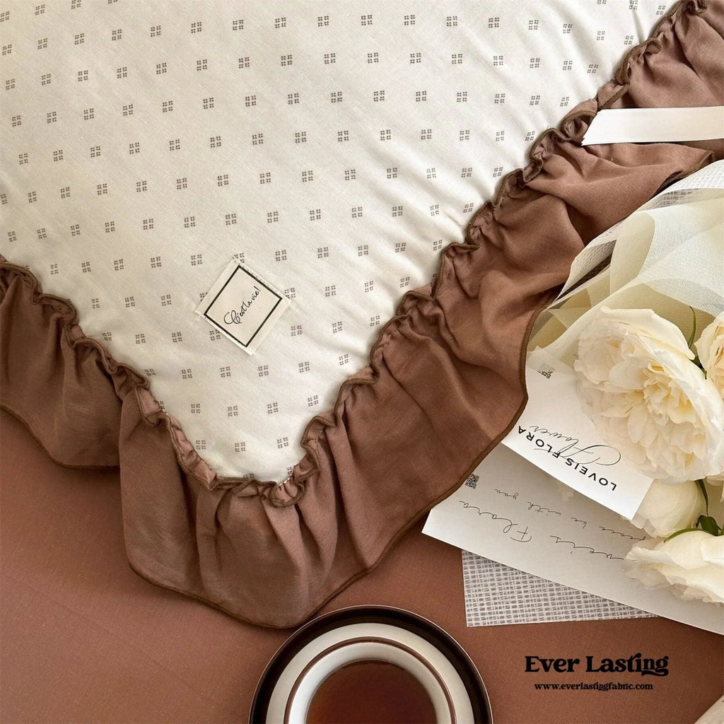 Cottage Inspired Ruffle Bedding Set / Soft Blue Ever Lasting