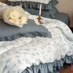 Cottage Inspired Ruffle Bedding Set / Soft Blue Ever Lasting