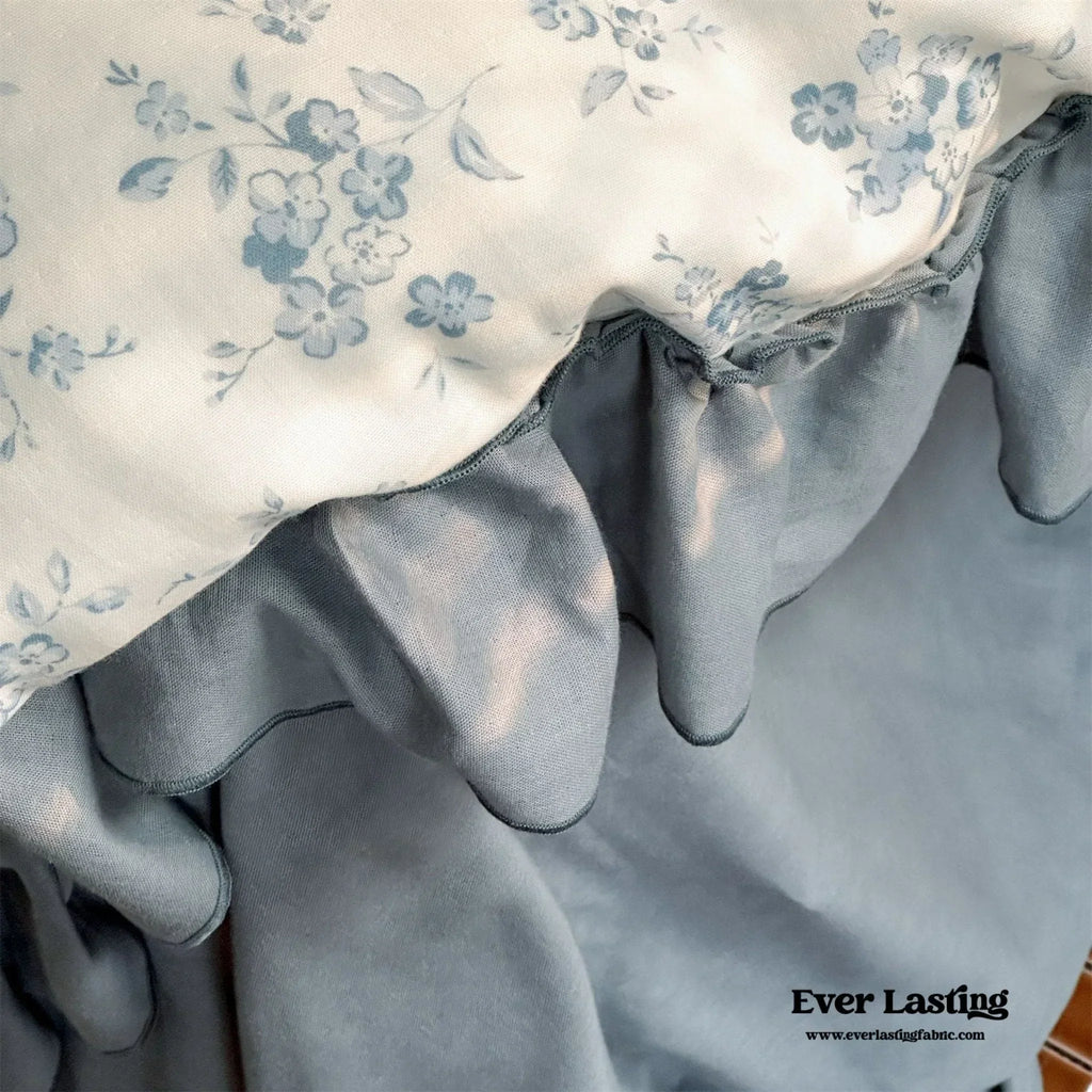 Cottage Inspired Ruffle Bedding Set / Soft Blue Ever Lasting
