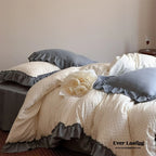 Cottage Inspired Ruffle Bedding Set / Soft Blue Ever Lasting