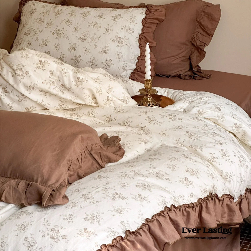 Cottage Inspired Ruffle Bedding Set / Soft Blue Ever Lasting