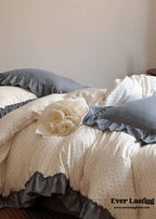 Cottage Inspired Ruffle Bedding Set / Soft Blue Ever Lasting