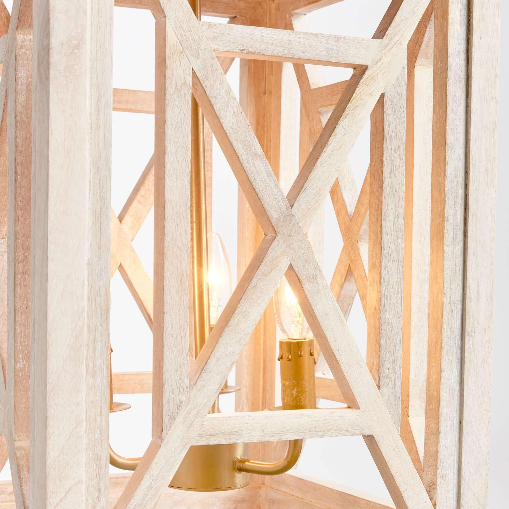 Cottagecore Chandelier Pendant Light in Whitewashed Finish Vintage Shopper