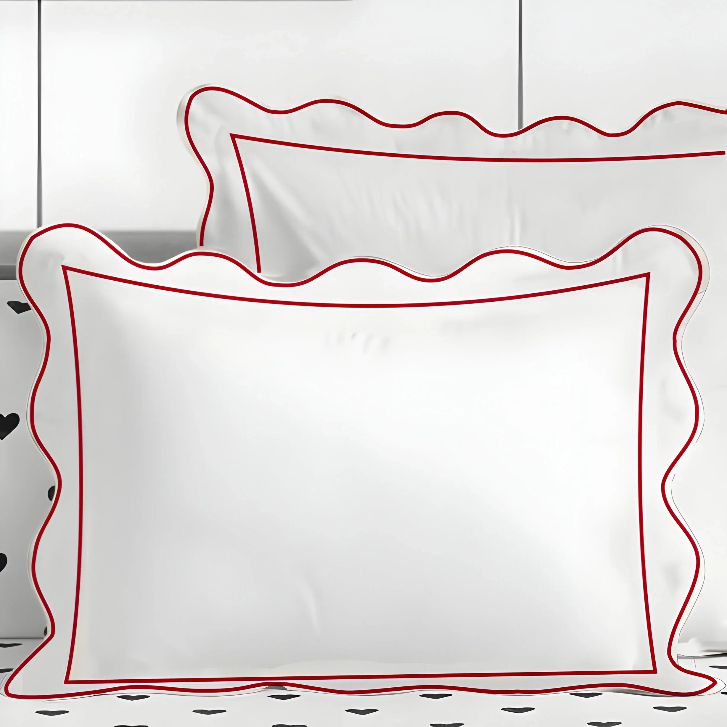 400tc Cotton Scallop Embroidery & Border Sateen Solid Duvet Cover Set, alternate view - House Of Avana