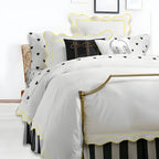 400tc Cotton Scallop Embroidery & Border Sateen Solid Duvet Cover Set, alternate view - House Of Avana
