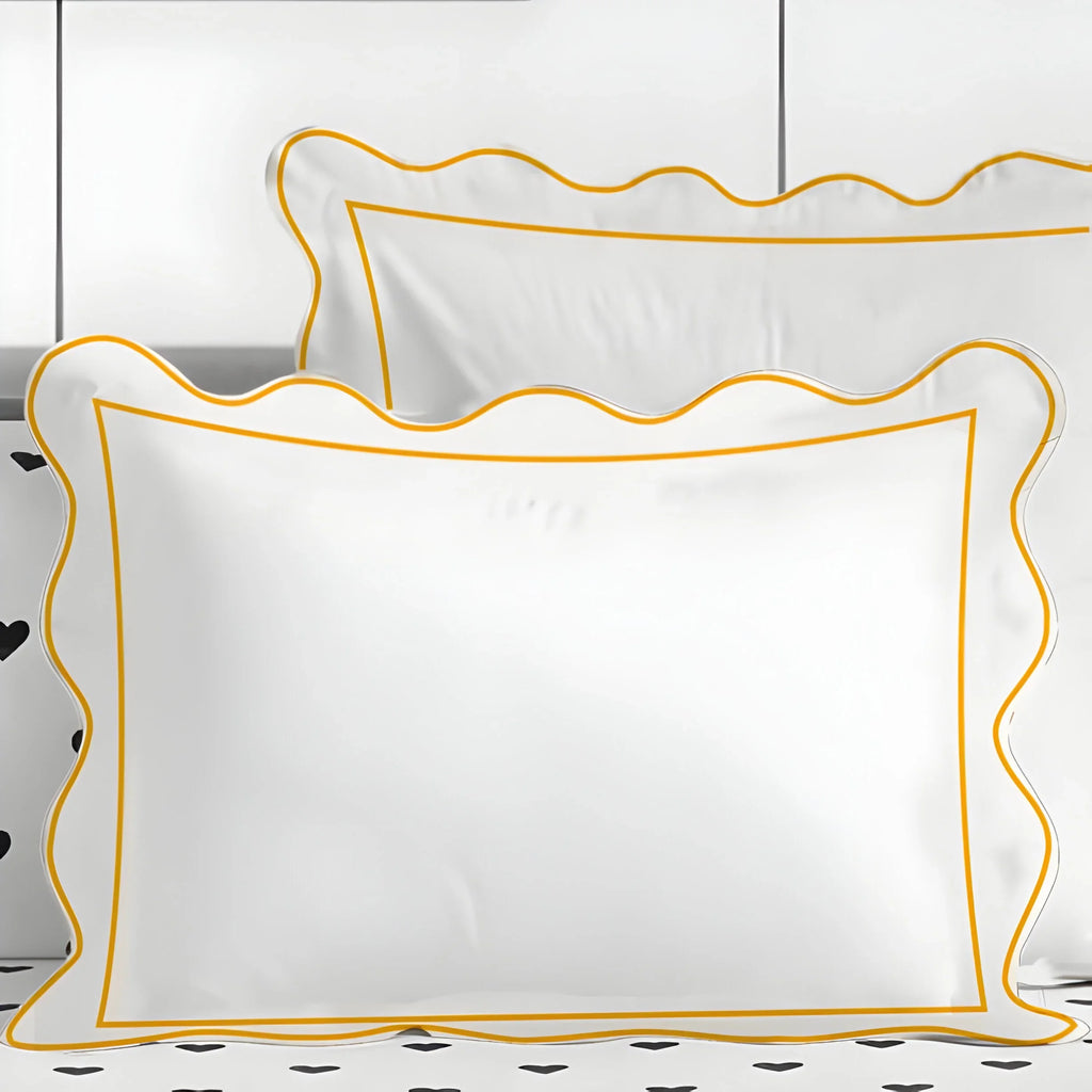 400tc Cotton Scallop Embroidery & Border Sateen Solid Duvet Cover Set, alternate view - House Of Avana