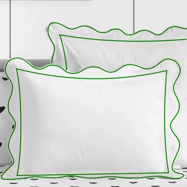 400tc Cotton Scallop Embroidery & Border Sateen Solid Duvet Cover Set, alternate view - House Of Avana