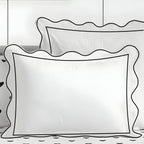 400tc Cotton Scallop Embroidery & Border Sateen Solid Duvet Cover Set, alternate view - House Of Avana