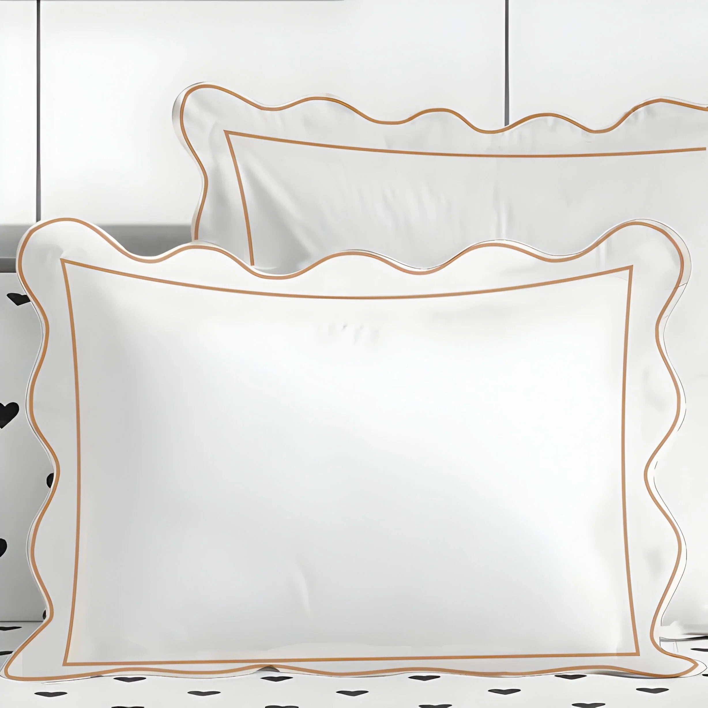 400tc Cotton Scallop Embroidery & Border Sateen Solid Duvet Cover Set, alternate view - House Of Avana