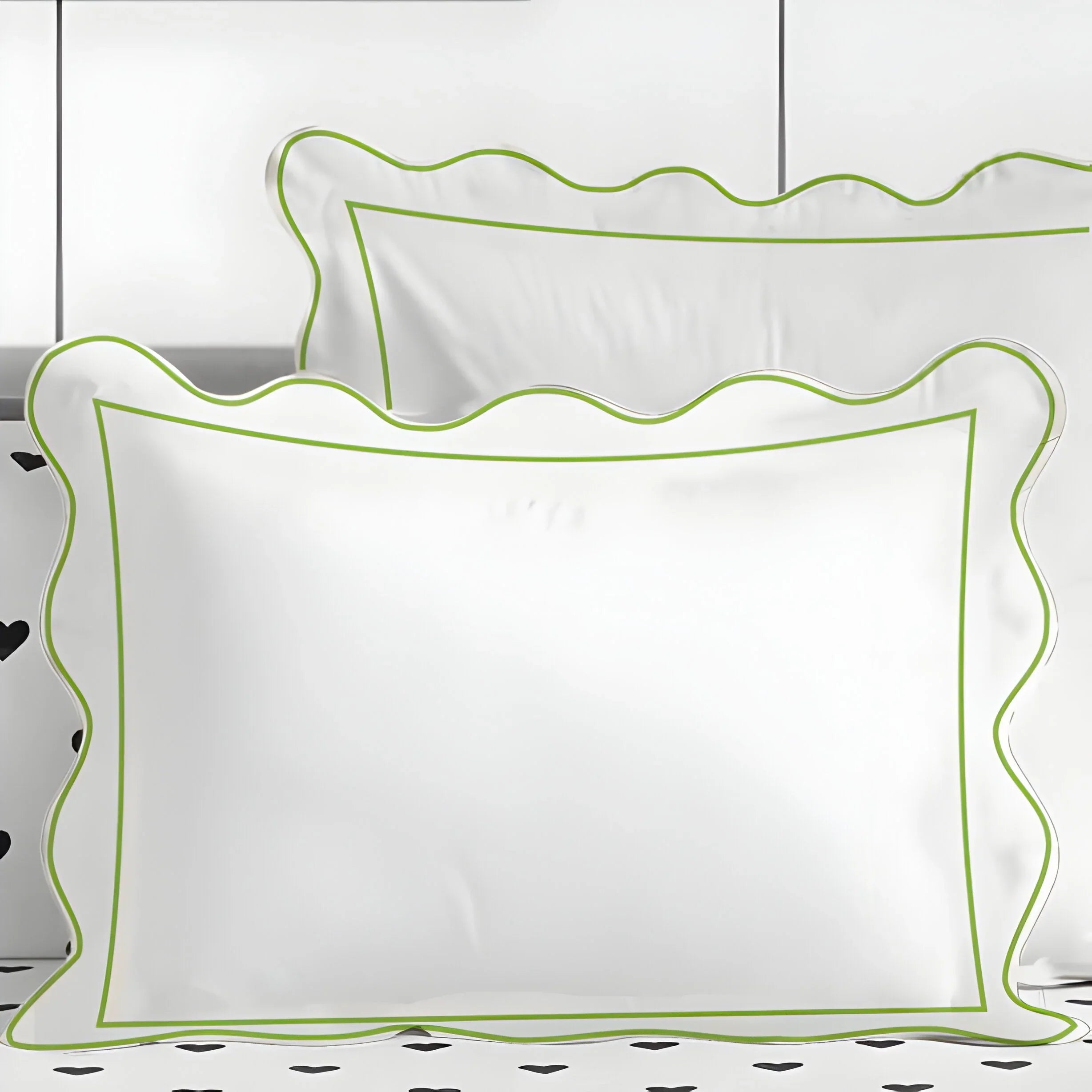 400tc Cotton Scallop Embroidery & Border Sateen Solid Duvet Cover Set, alternate view - House Of Avana