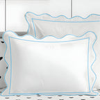 400tc Cotton Scallop Embroidery & Border Sateen Solid Duvet Cover Set, alternate view - House Of Avana