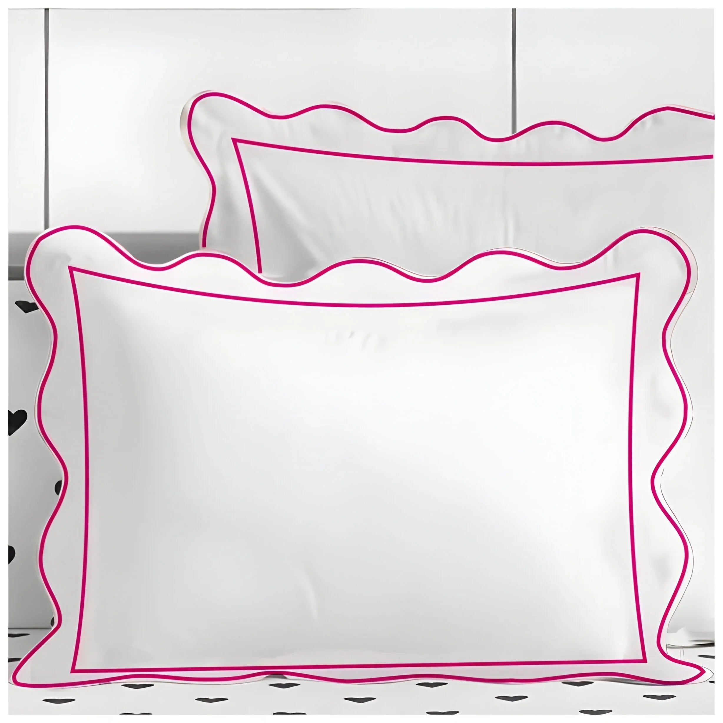 400tc Cotton Scallop Embroidery & Border Sateen Solid Duvet Cover Set, alternate view - House Of Avana