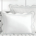 400tc Cotton Scallop Embroidery & Border Sateen Solid Duvet Cover Set - House Of Avana