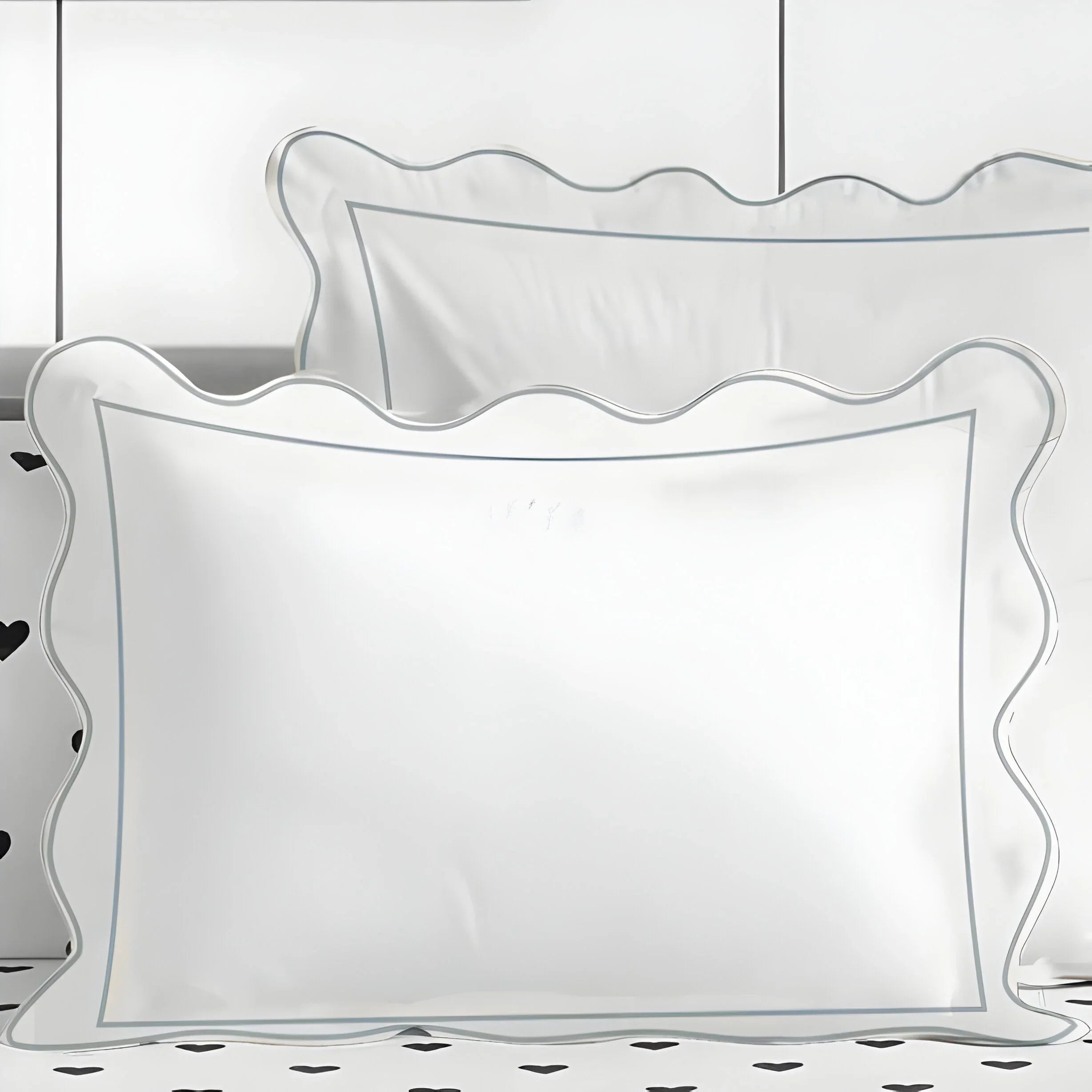 400tc Cotton Scallop Embroidery & Border Sateen Solid Duvet Cover Set - House Of Avana