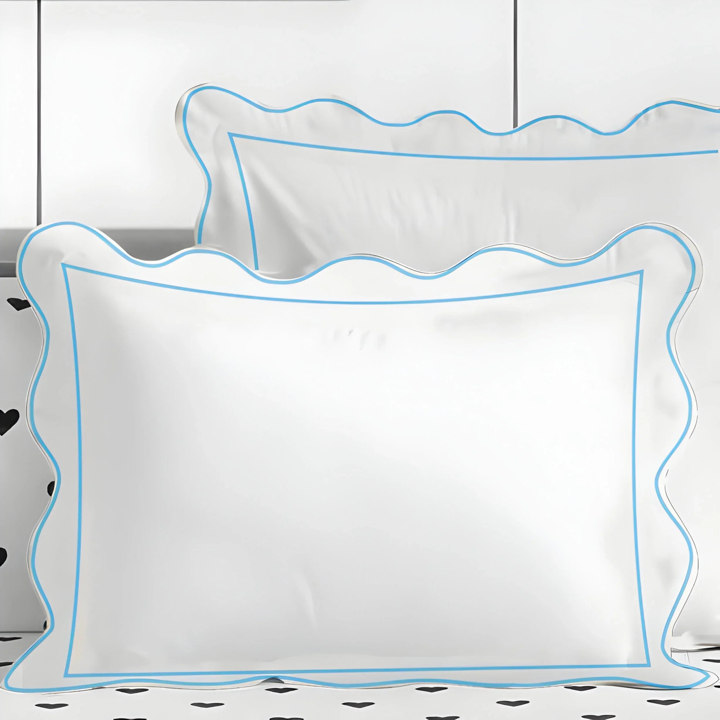 400tc Cotton Scallop Embroidery & Border Sateen Solid Duvet Cover Set - House Of Avana