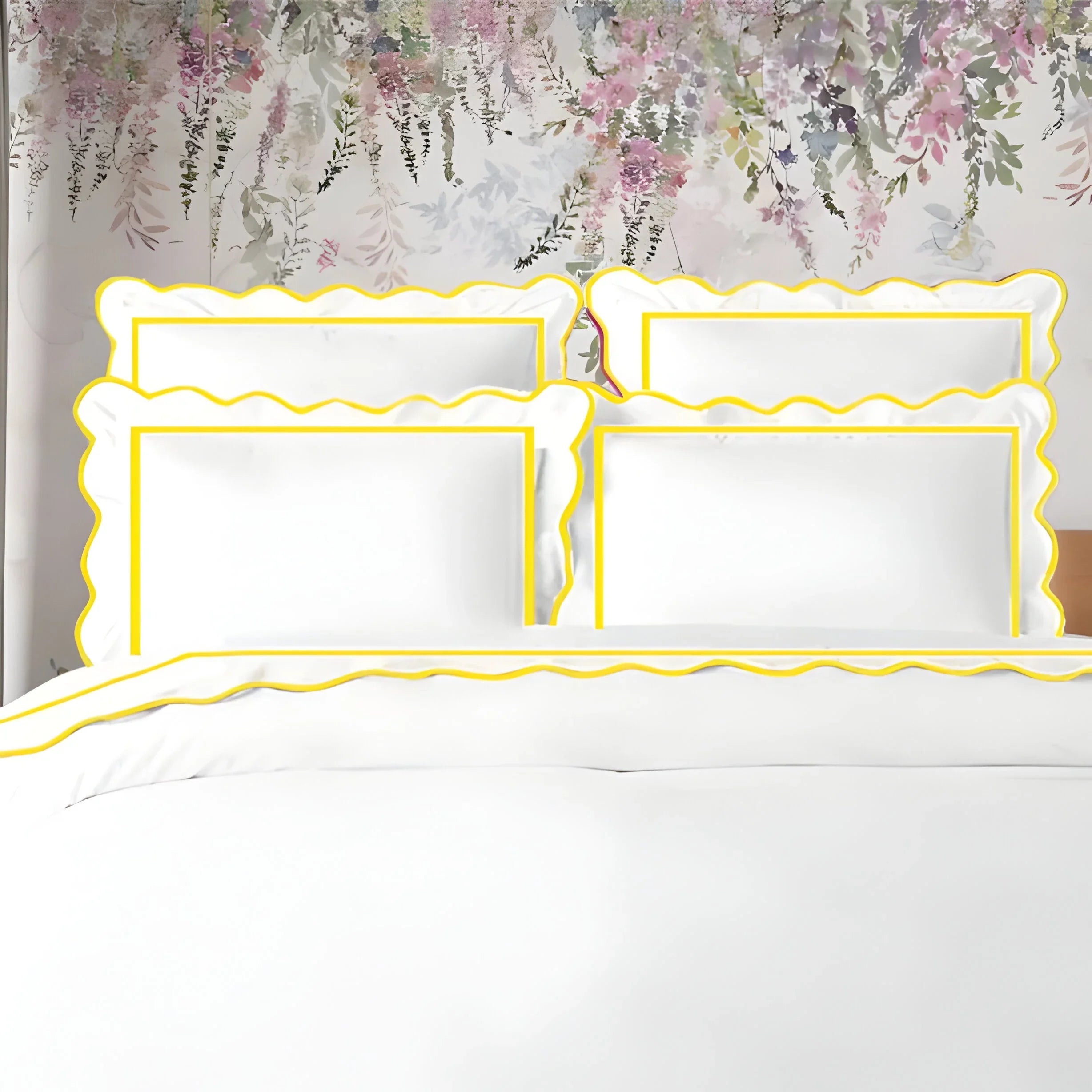 400tc Cotton Scallop Embroidery & Border Sateen Solid Duvet Cover Set - House Of Avana