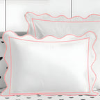 400tc Cotton Scallop Embroidery & Border Sateen Solid Duvet Cover Set - House Of Avana