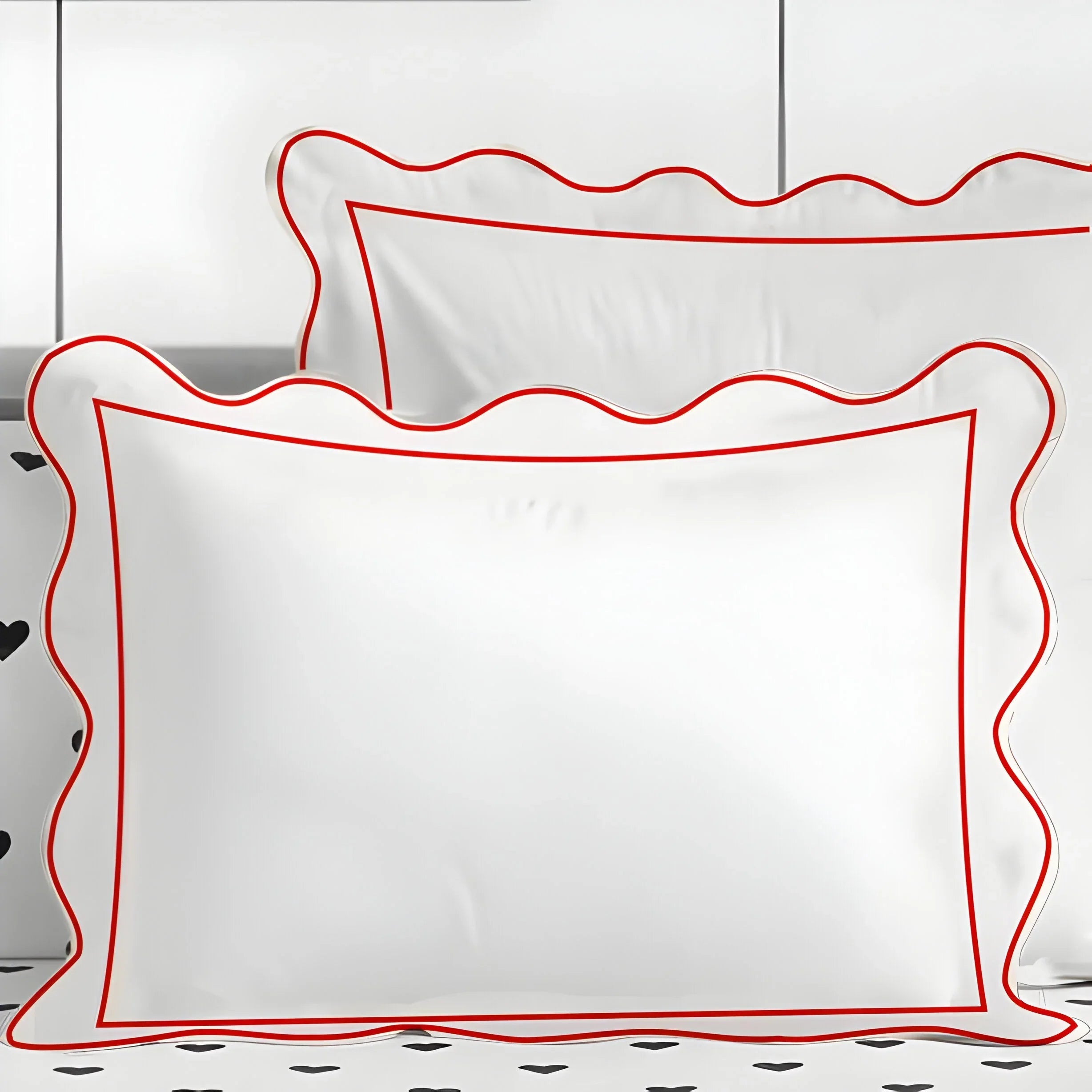 400tc Cotton Scallop Embroidery & Border Sateen Solid Duvet Cover Set - House Of Avana