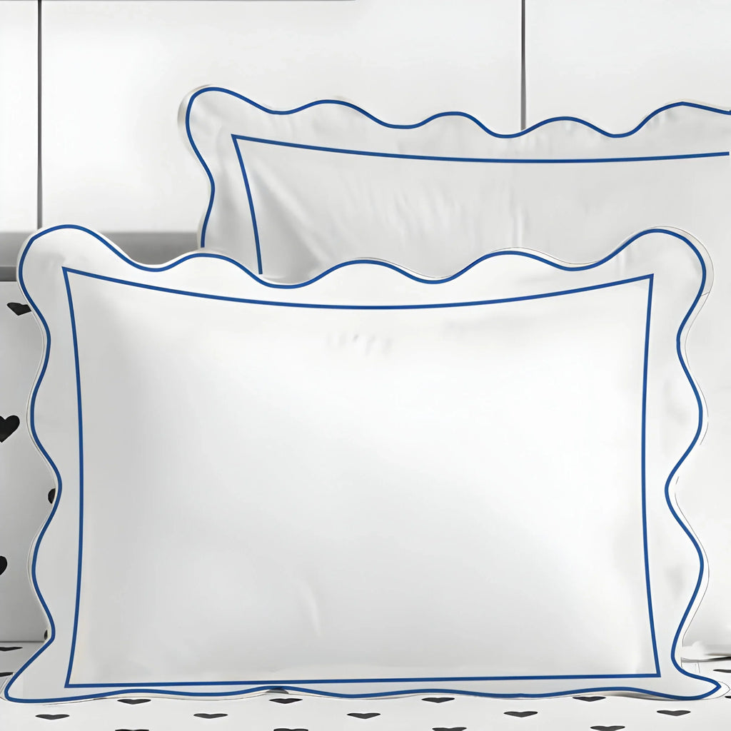 400tc Cotton Scallop Embroidery & Border Sateen Solid Duvet Cover Set - House Of Avana