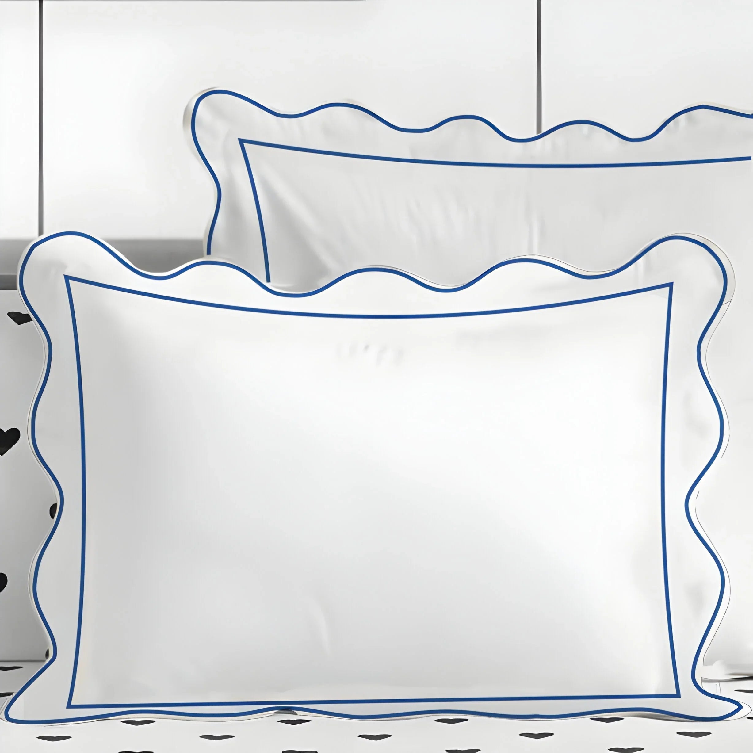 400tc Cotton Scallop Embroidery & Border Sateen Solid Duvet Cover Set - House Of Avana