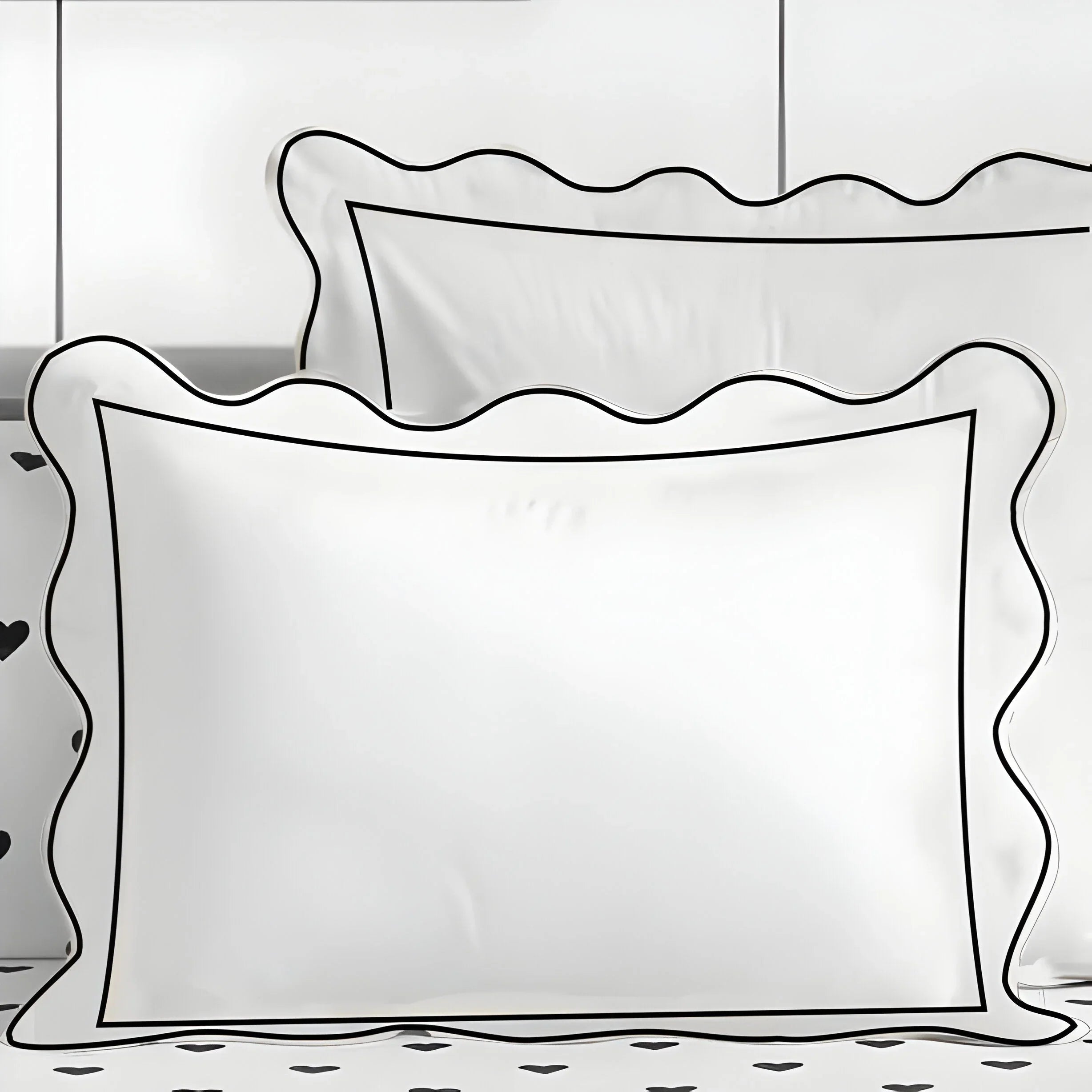 400tc Cotton Scallop Embroidery & Border Sateen Solid Duvet Cover Set - House Of Avana