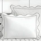 400tc Cotton Scallop Embroidery & Border Sateen Solid Duvet Cover Set - House Of Avana