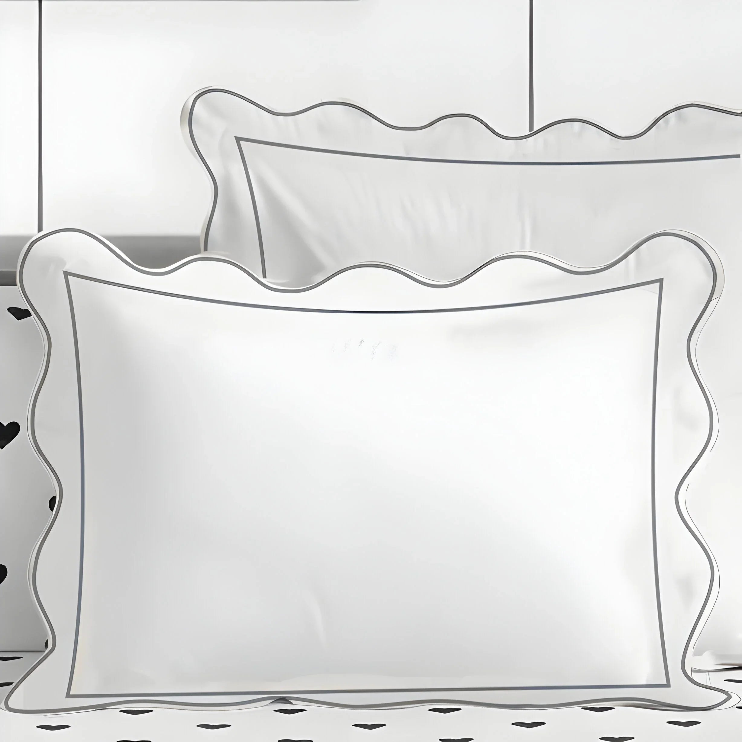 400tc Cotton Scallop Embroidery & Border Sateen Solid Duvet Cover Set - House Of Avana