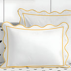 400tc Cotton Scallop Embroidery & Border Sateen Solid Duvet Cover Set - House Of Avana