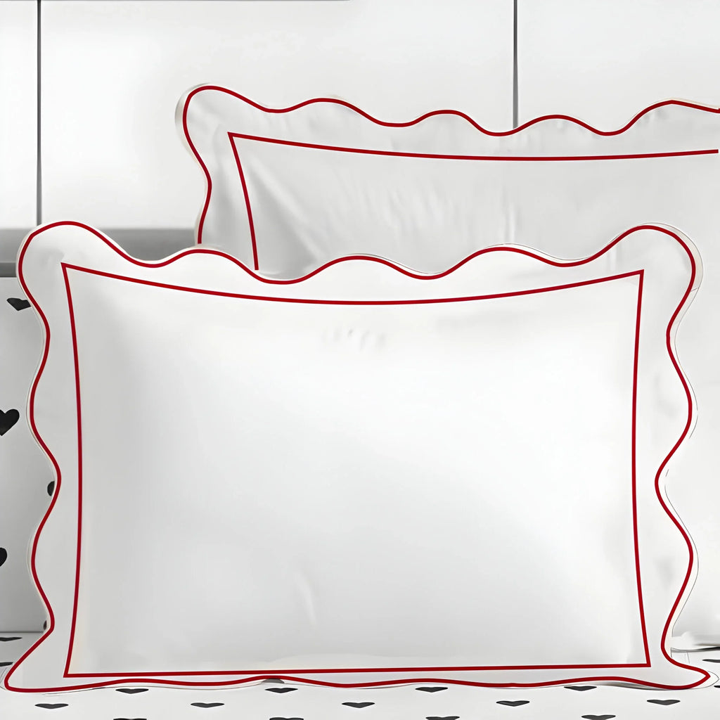 400tc Cotton Scallop Embroidery & Border Sateen Solid Duvet Cover Set - House Of Avana