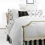 400tc Cotton Scallop Embroidery & Border Sateen Solid Duvet Cover Set - House Of Avana