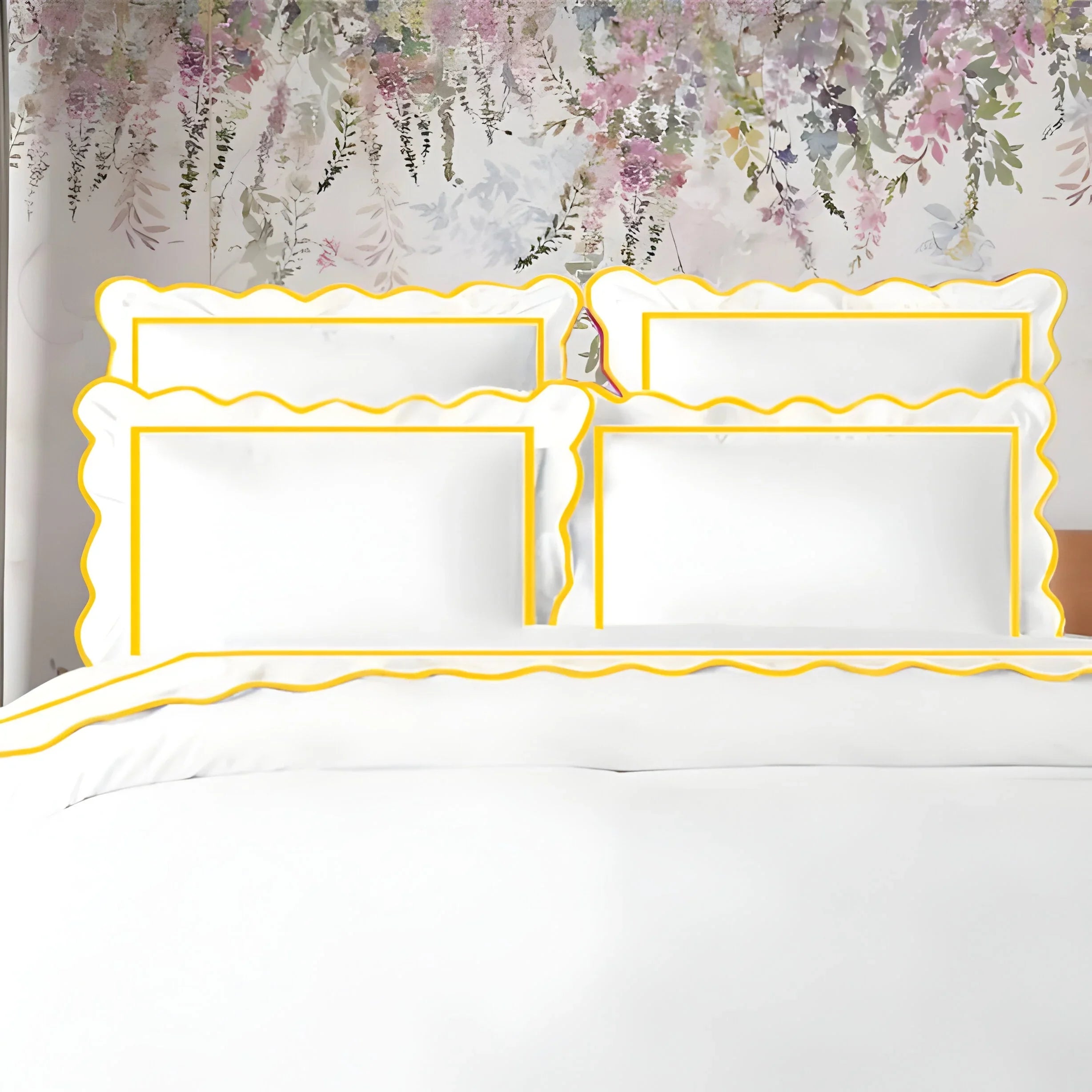 400tc Cotton Scallop Embroidery & Border Sateen Solid Duvet Cover Set - House Of Avana