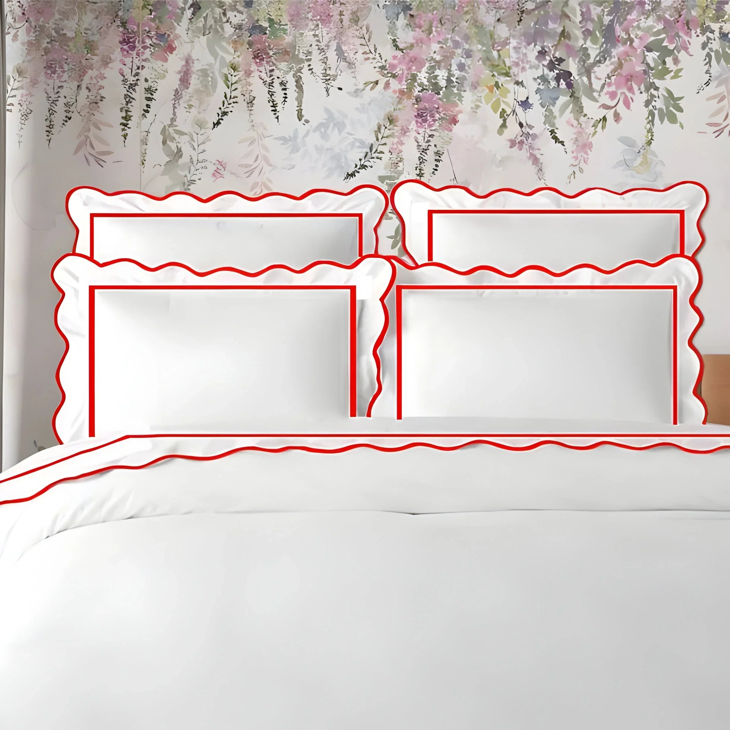 400tc Cotton Scallop Embroidery & Border Sateen Solid Duvet Cover Set, product packaging - House Of Avana