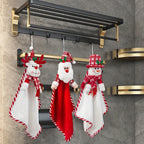 Cotton Hand Towels with Vintage Checkered Santa Claus Design - House Of Avana