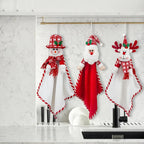 Cotton Hand Towels with Vintage Checkered Santa Claus Design - House Of Avana