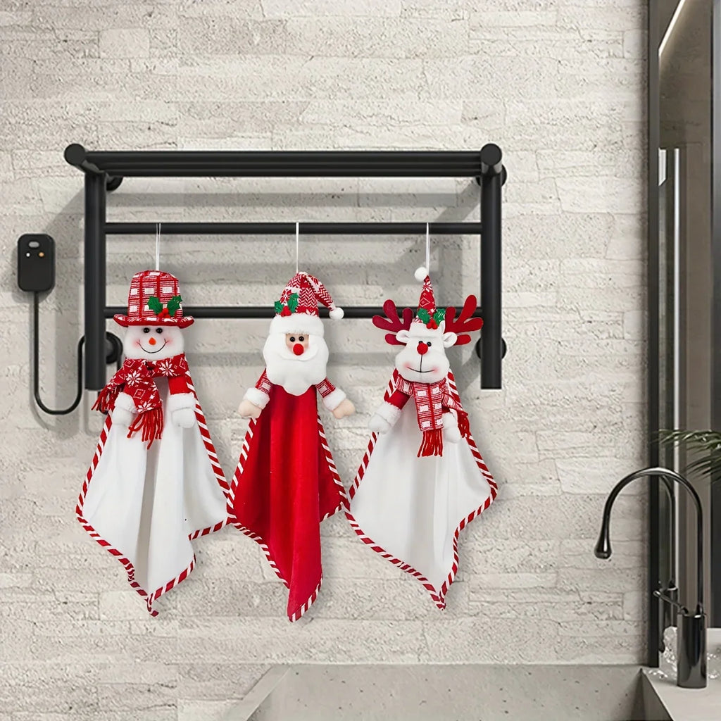 Cotton Hand Towels with Vintage Checkered Santa Claus Design - House Of Avana