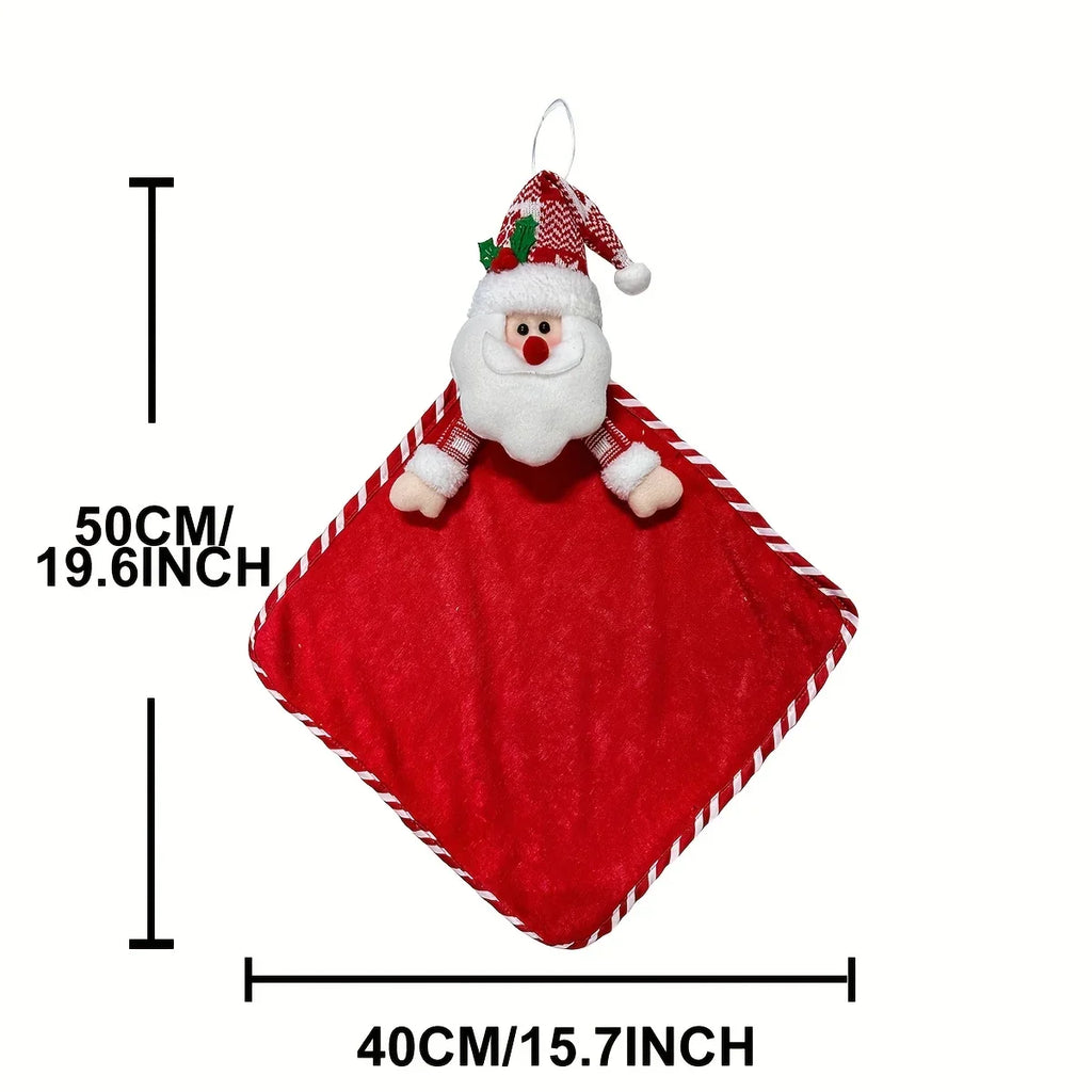 Cotton Hand Towels with Vintage Checkered Santa Claus Design - House Of Avana