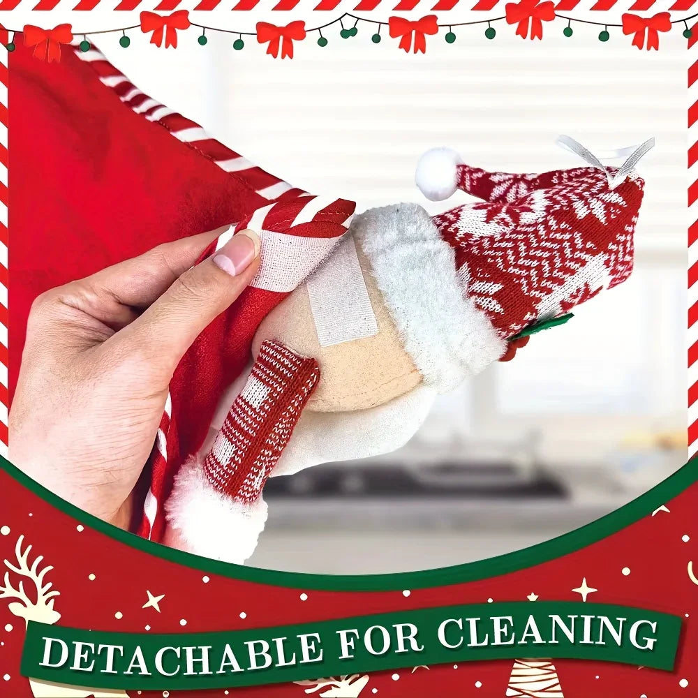 Cotton Hand Towels with Vintage Checkered Santa Claus Design - House Of Avana