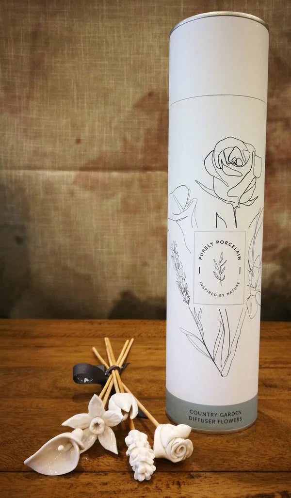 Country Flowers Bamboo Diffuser Sticks Set Kanju Interiors