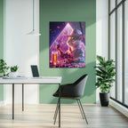 Cowboy Hamster Poker Night – Neon UV Glass Wall Art for Game Room Vibes-KAFCD088 Peony Atelier