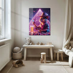 Cowboy Hamster Poker Night – Neon UV Glass Wall Art for Game Room Vibes-KAFCD088 Peony Atelier