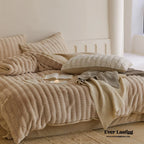 Cozy Earth Tone Milk Velvet Bedding Set / Beige Khaki Ever Lasting
