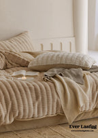 Cozy Earth Tone Milk Velvet Bedding Set / Beige Khaki Ever Lasting