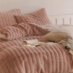 Cozy Earth Tone Milk Velvet Bedding Set / Beige Khaki Ever Lasting