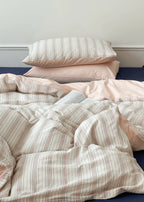 Cozy Pastel Striped Washed Cotton Pillowcases / Pink Ever Lasting