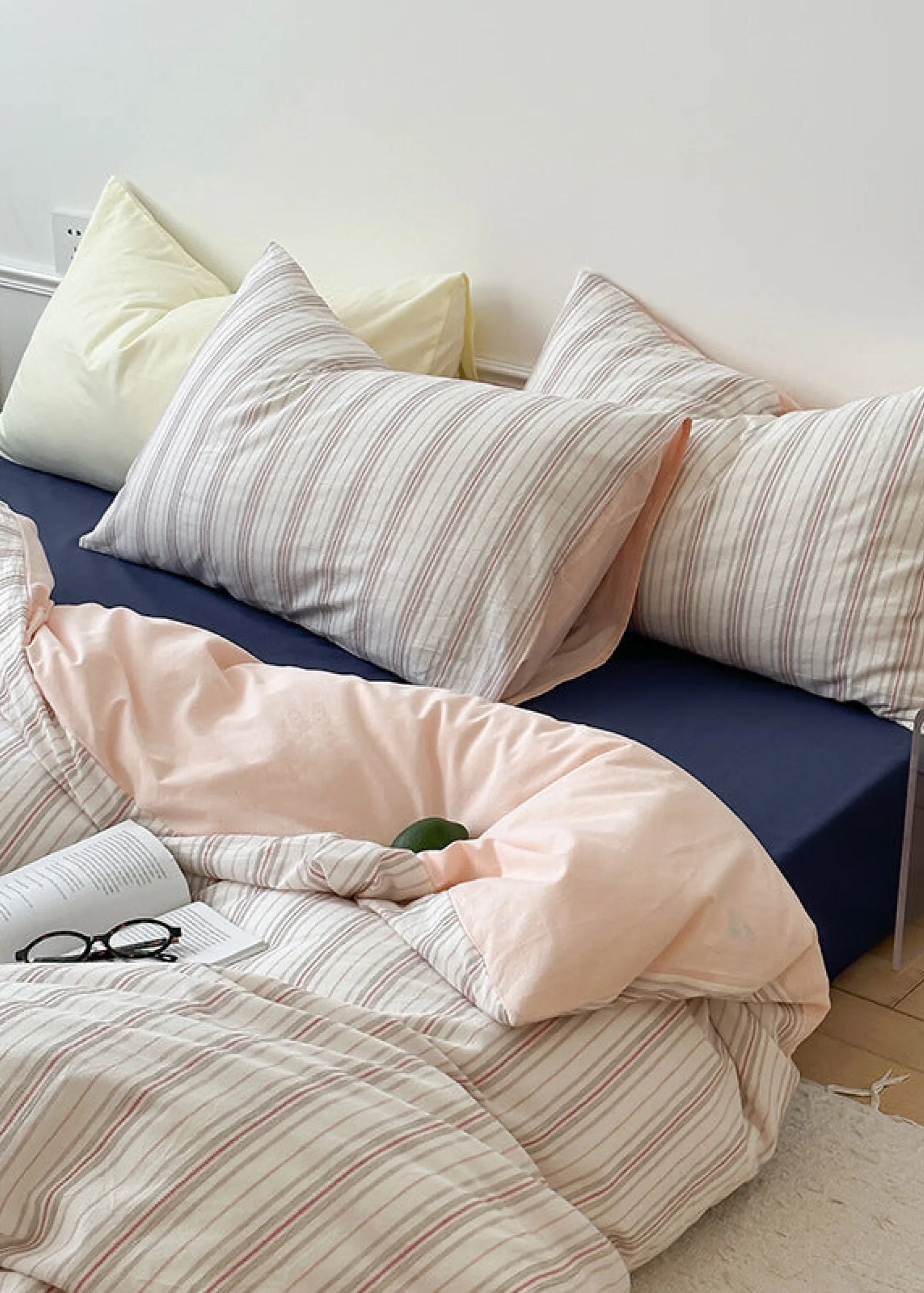 Cozy Pastel Striped Washed Cotton Bedding Set Ever Lasting