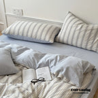 Cozy Pastel Striped Washed Cotton Bedding Set Ever Lasting