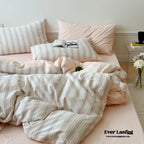 Cozy Pastel Striped Washed Cotton Bedding Set Ever Lasting