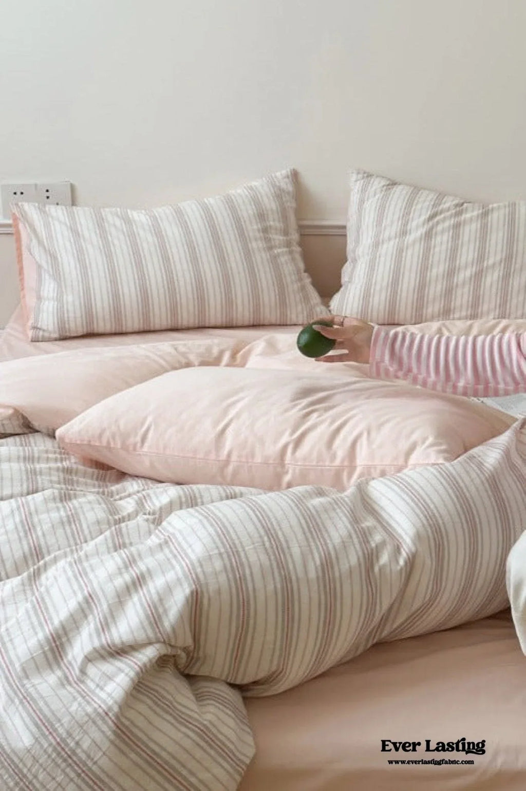 Cozy Pastel Striped Washed Cotton Bedding Set Ever Lasting